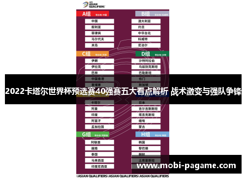 2022卡塔尔世界杯预选赛40强赛五大看点解析 战术激变与强队争锋